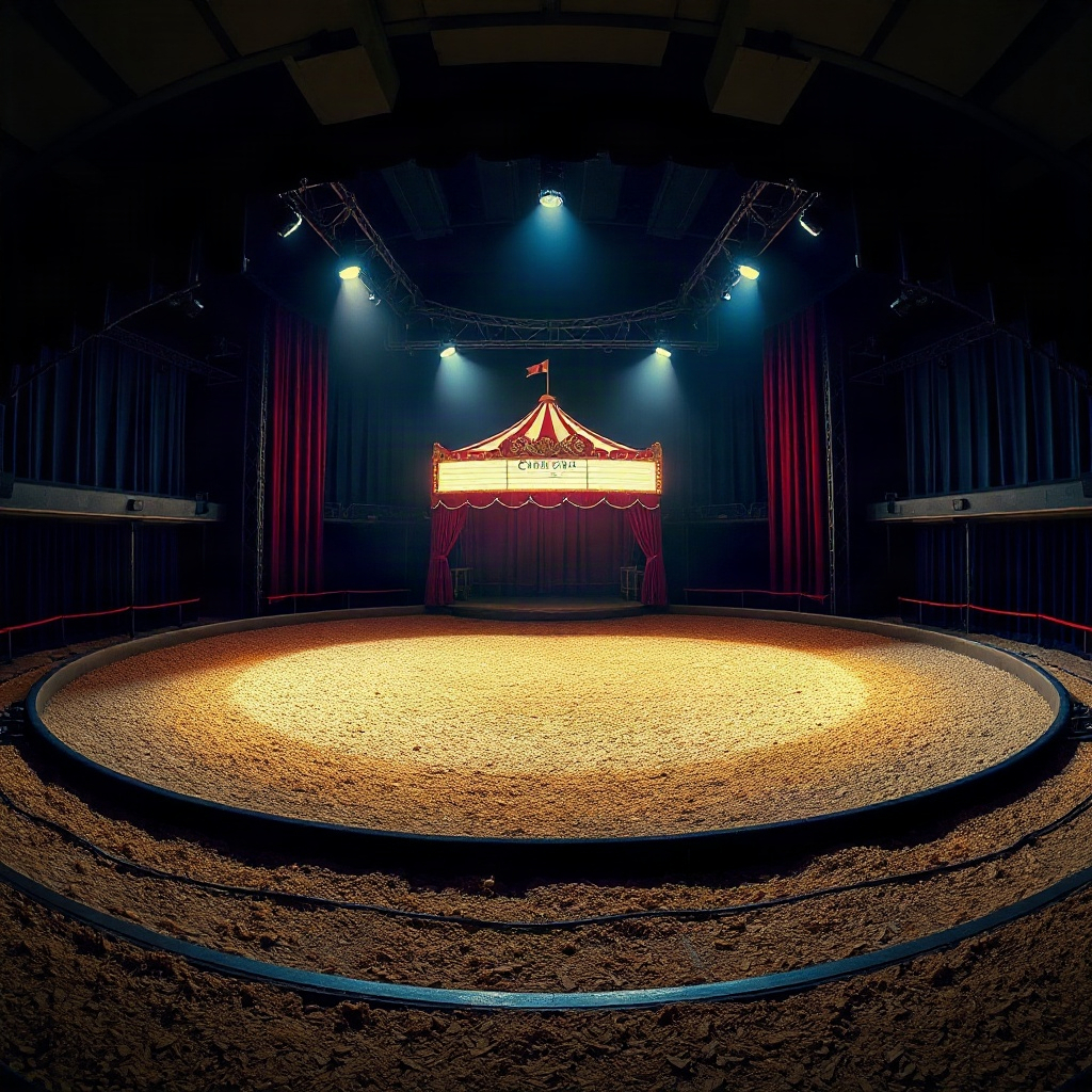 Empty ring under spotlights
