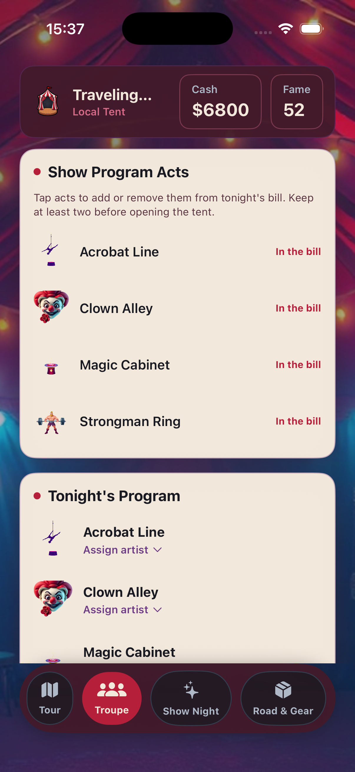 Troupe roster and scout lane